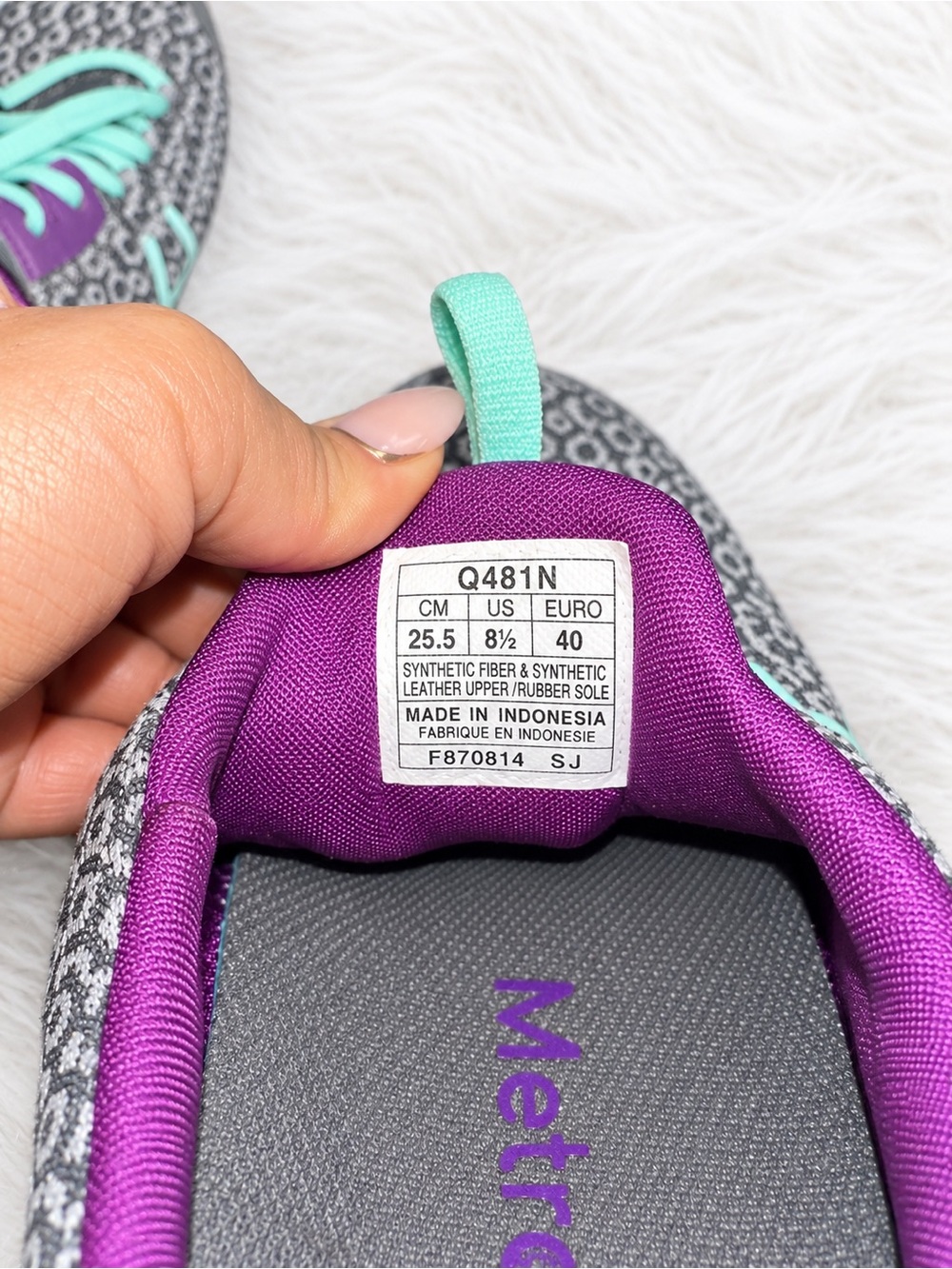 ASICS MetroLyte Walking Sneakers Women’s 8.5 | Purple Mint Gray Retro Athletic - Picture 6 of 7